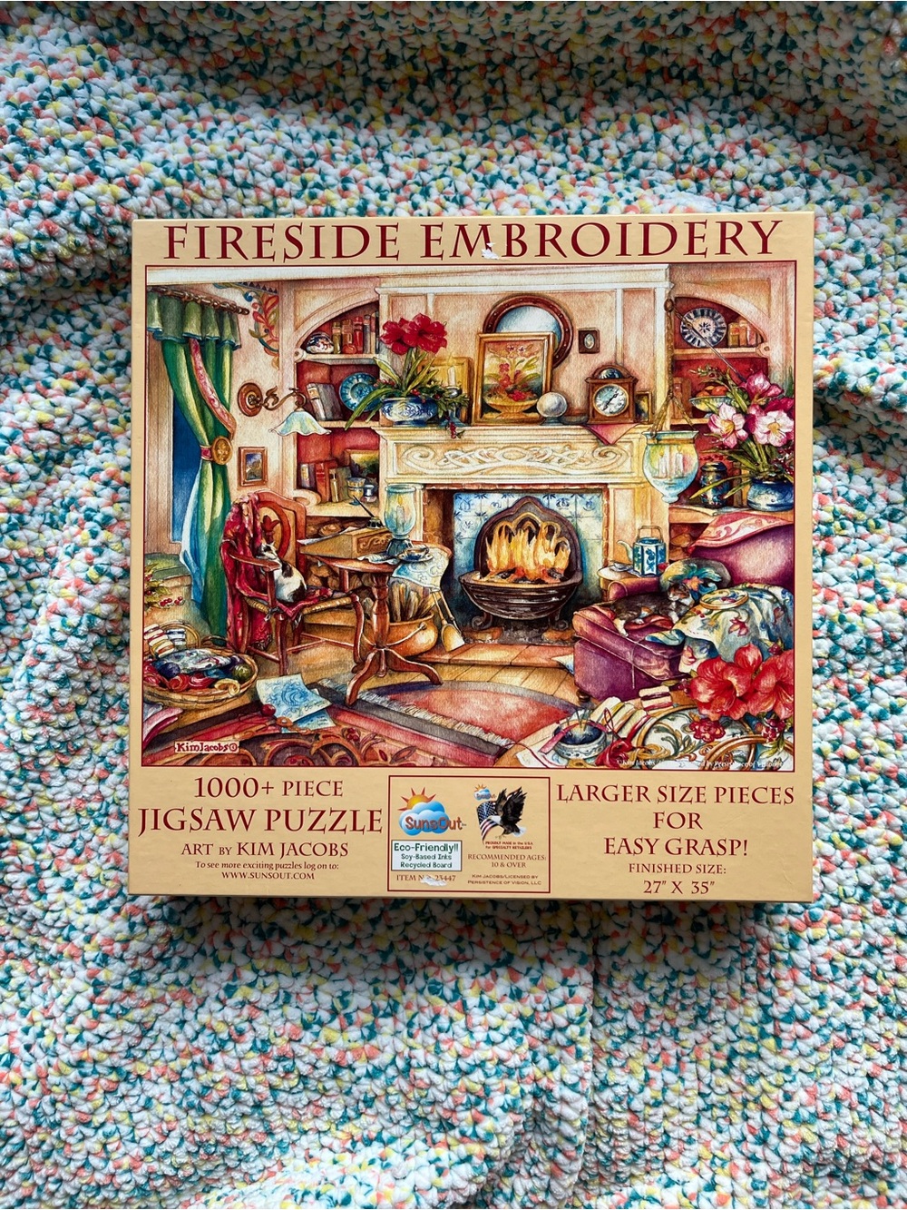 Fireside Emrboidery 1000 piece puzzle